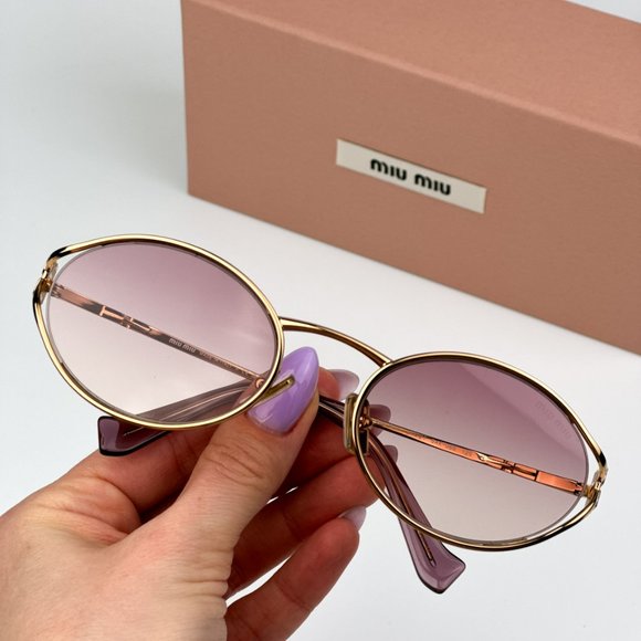 Miu Miu MU52YS 5AK06S BRAND NEW Sunglasses Gold Brown Gradient Violet Unisex